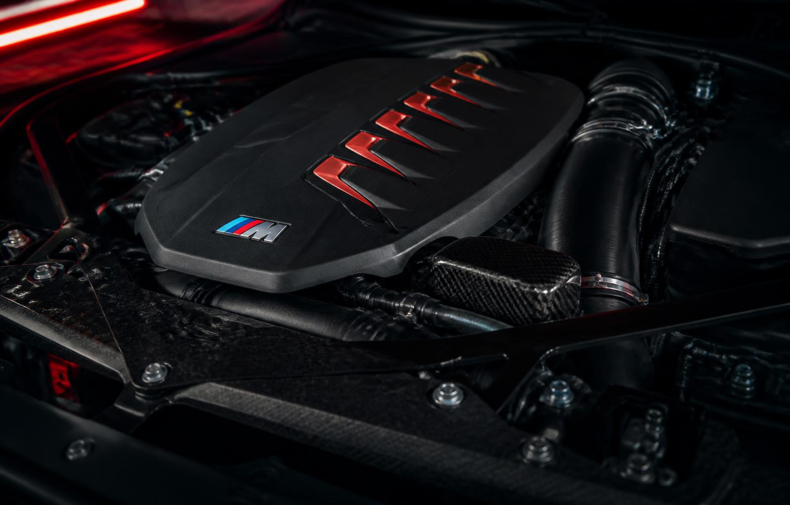 German performance engine bay with red accents